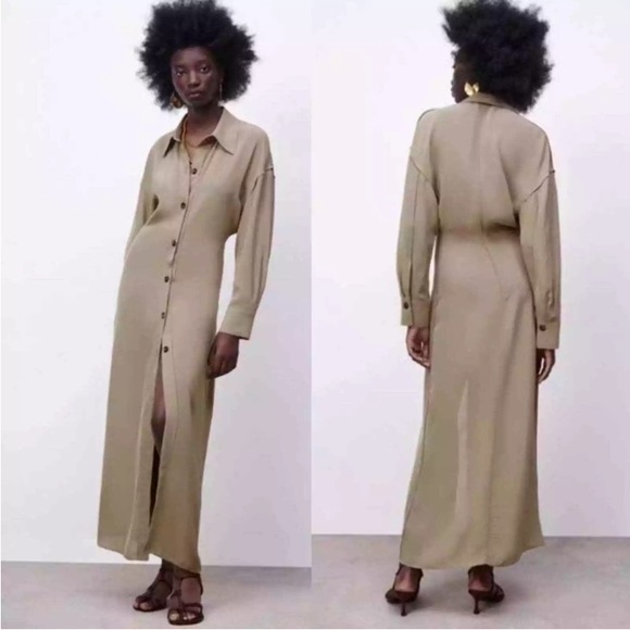 NWT ZARA Viscose Long Shirt Dress size M - Picture 6 of 16